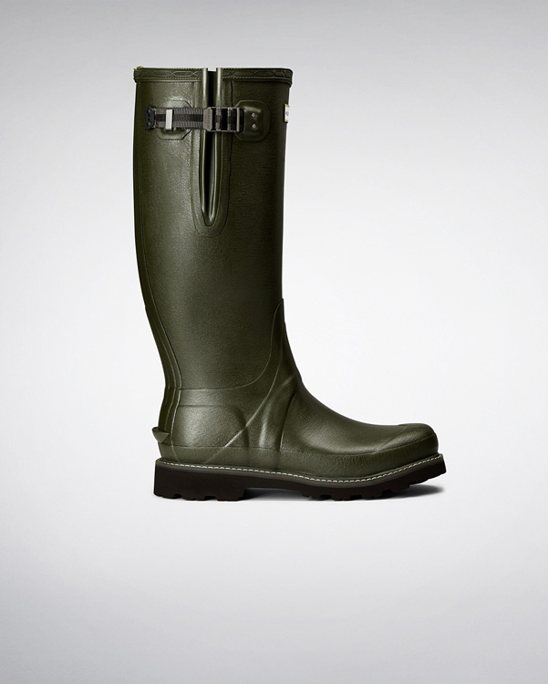  Hunter men's balmoral side adjustable wellington boots : dark olive