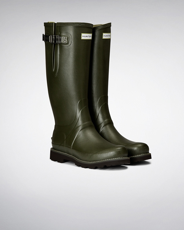  Hunter men's balmoral side adjustable wellington boots : dark olive