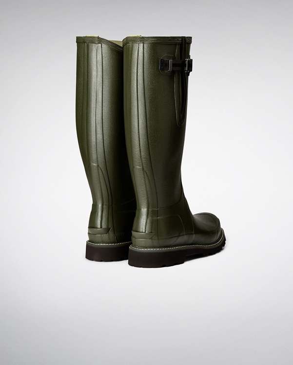  Hunter men's balmoral side adjustable wellington boots : dark olive