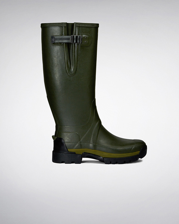  Hunter men's balmoral adjustable 3mm neoprene wellington boots : dark olive