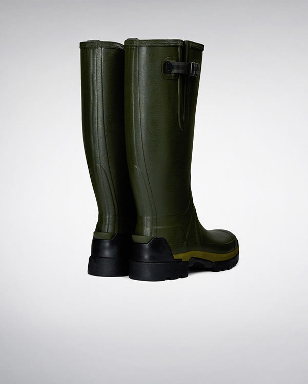  Hunter men's balmoral adjustable 3mm neoprene wellington boots : dark olive