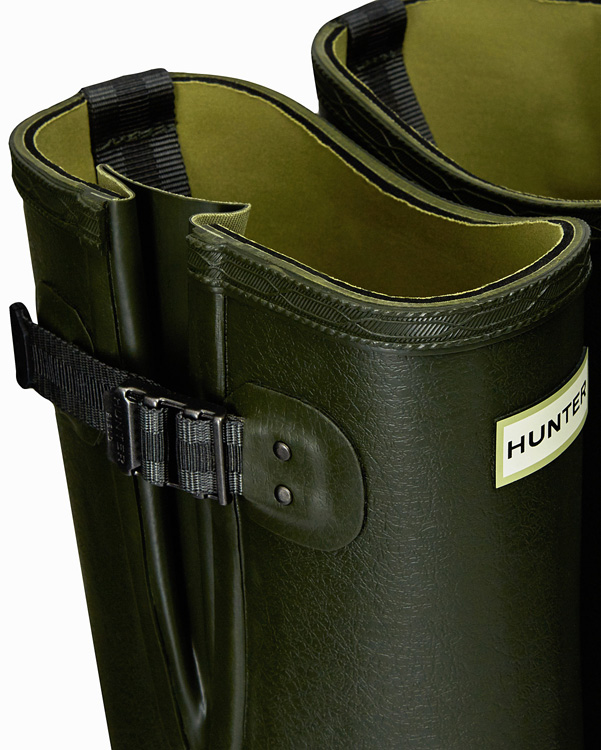  Hunter men's balmoral adjustable 3mm neoprene wellington boots : dark olive