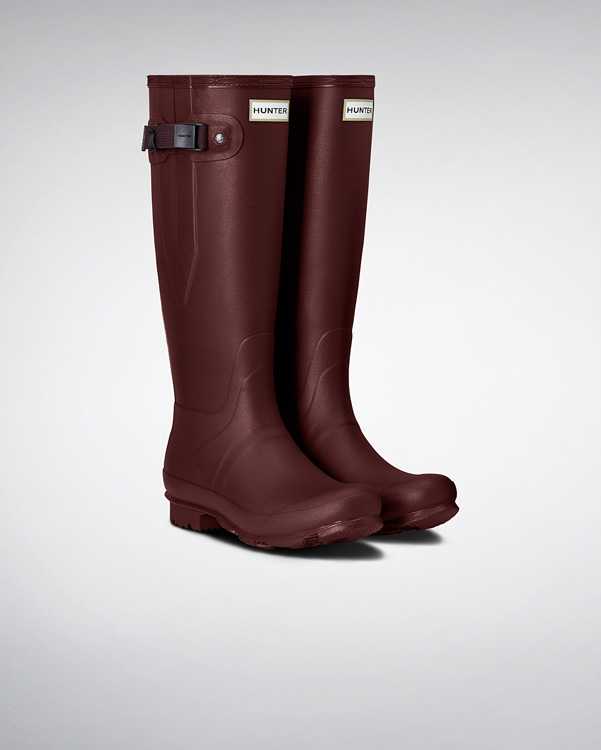  Hunter women's norris field side adjustable wellington boots : dulse