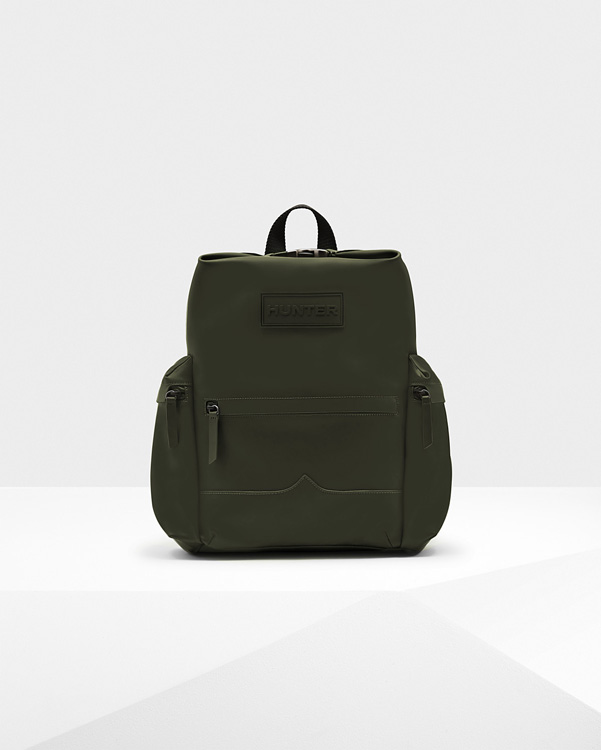  Hunter original top clip backpack - rubberised leather : dark olive