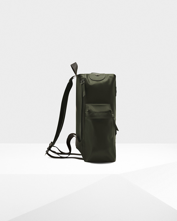  Hunter original top clip backpack - rubberised leather : dark olive