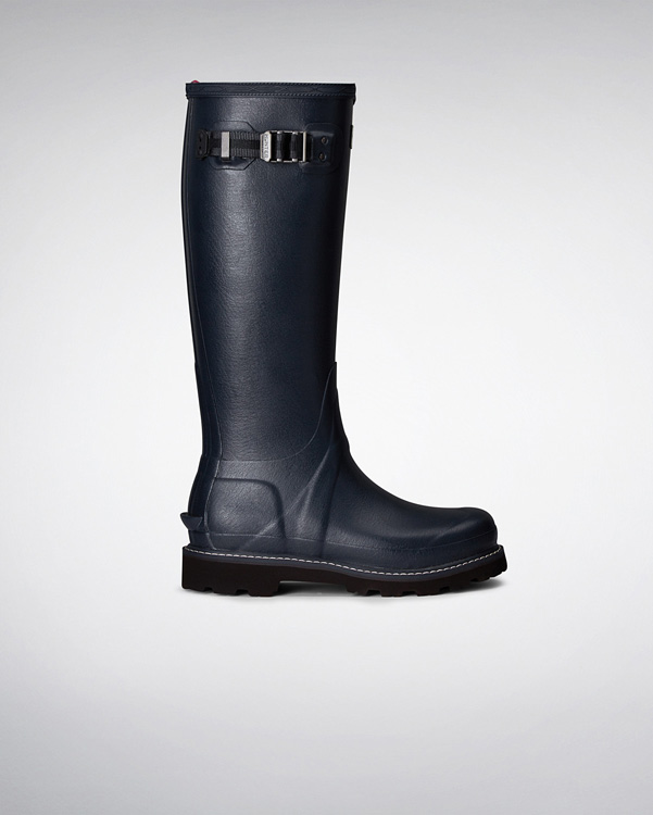  Hunter women's balmoral poly-lined wellington boots : navy / peppercorn