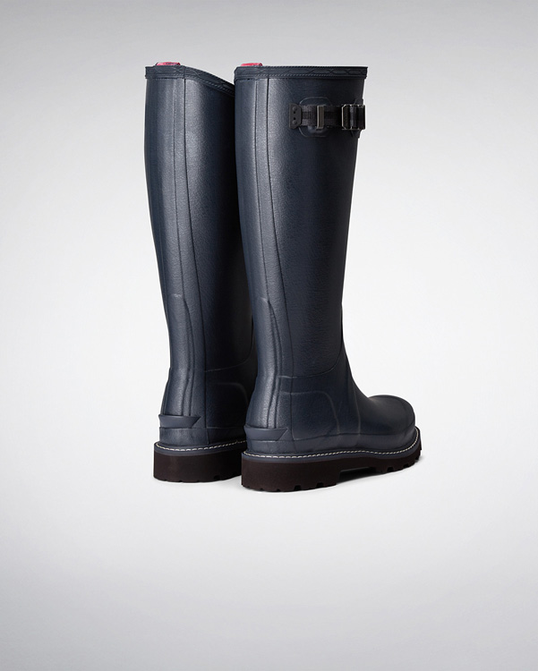  Hunter women's balmoral poly-lined wellington boots : navy / peppercorn