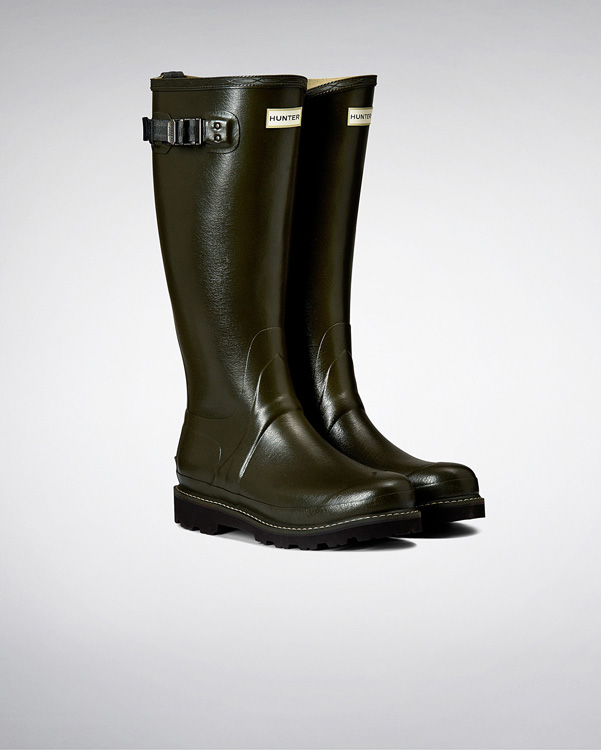  Hunter women's balmoral poly-lined wellington boots : dark olive