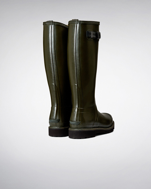  Hunter women's balmoral poly-lined wellington boots : dark olive