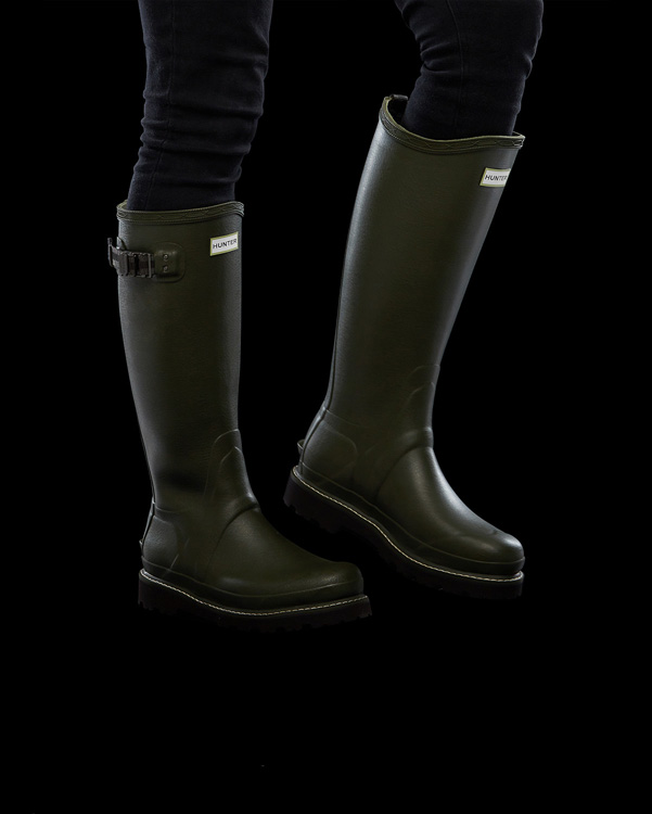  Hunter women's balmoral poly-lined wellington boots : dark olive