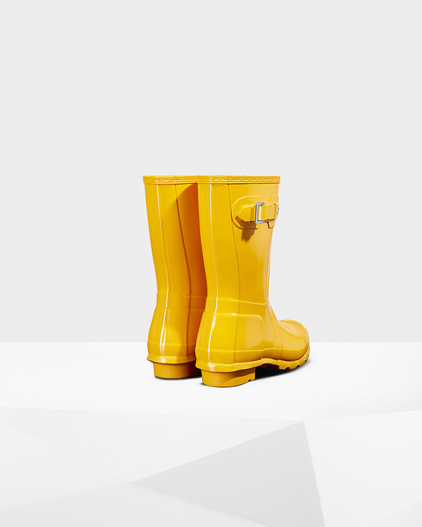  Hunter women's original short gloss wellington boots : yellow