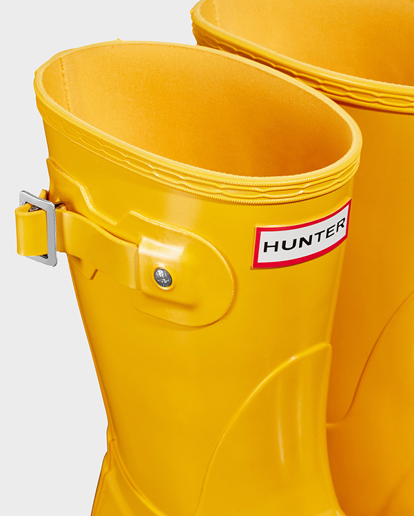  Hunter women's original short gloss wellington boots : yellow