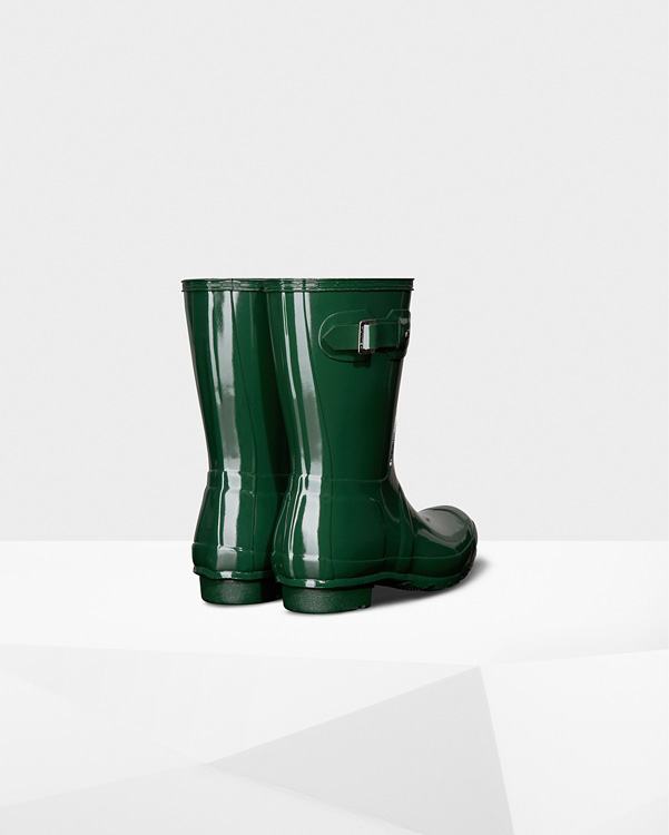  Hunter women's original short gloss wellington boots : hunter green