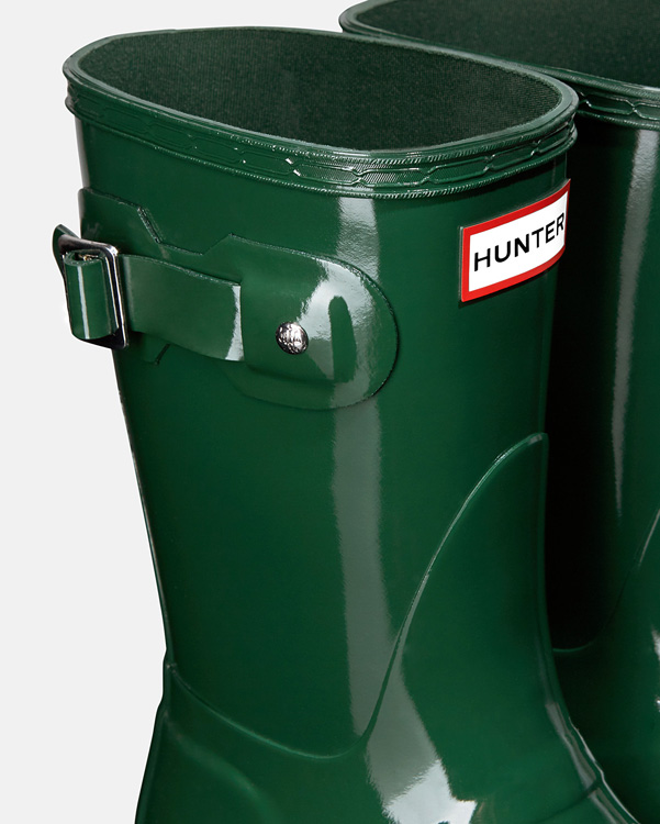  Hunter women's original short gloss wellington boots : hunter green