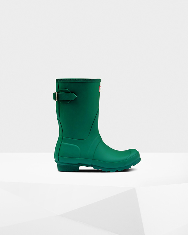  Hunter women's original short back adjustable wellington boots : hyper green