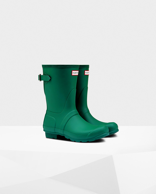  Hunter women's original short back adjustable wellington boots : hyper green