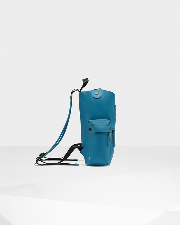  Hunter original mini top clip backpack - rubberised leather : ocean blue