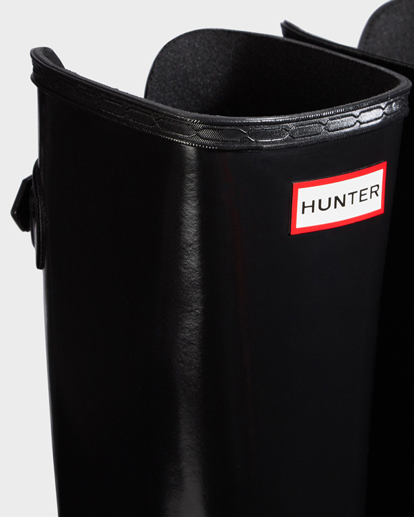  Hunter women's original refined adjustable tall gloss wellington boots : black