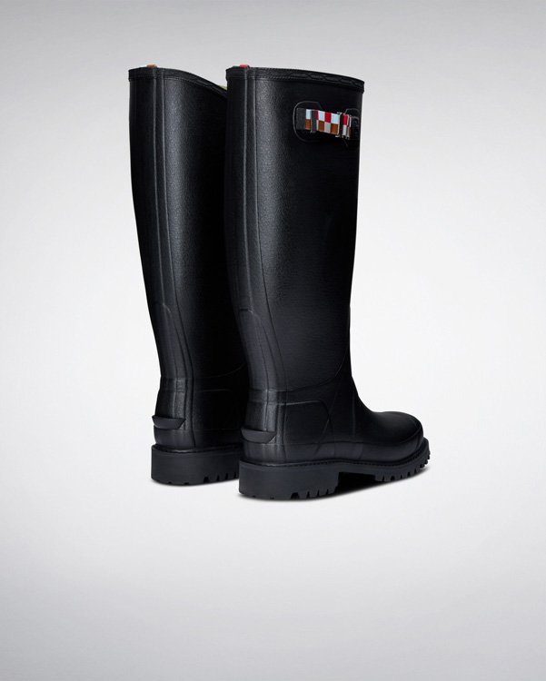  Hunter women's harlequin balmoral ii poly lining wellington boots : black