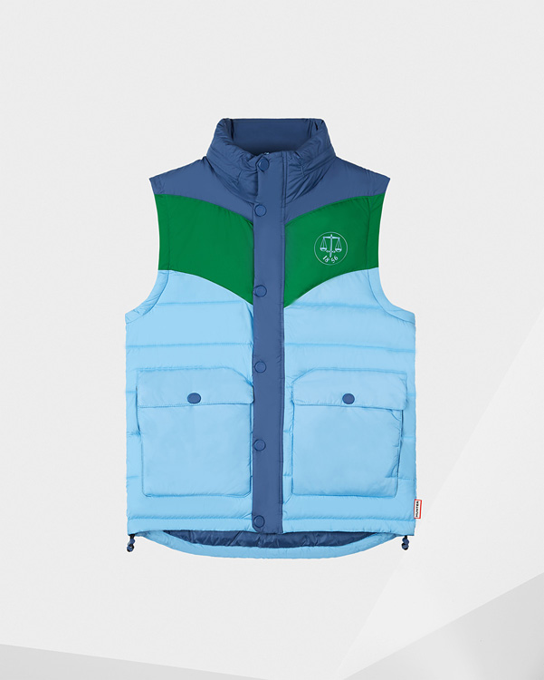  Hunter men's original puffer gilet : peak blue/multi