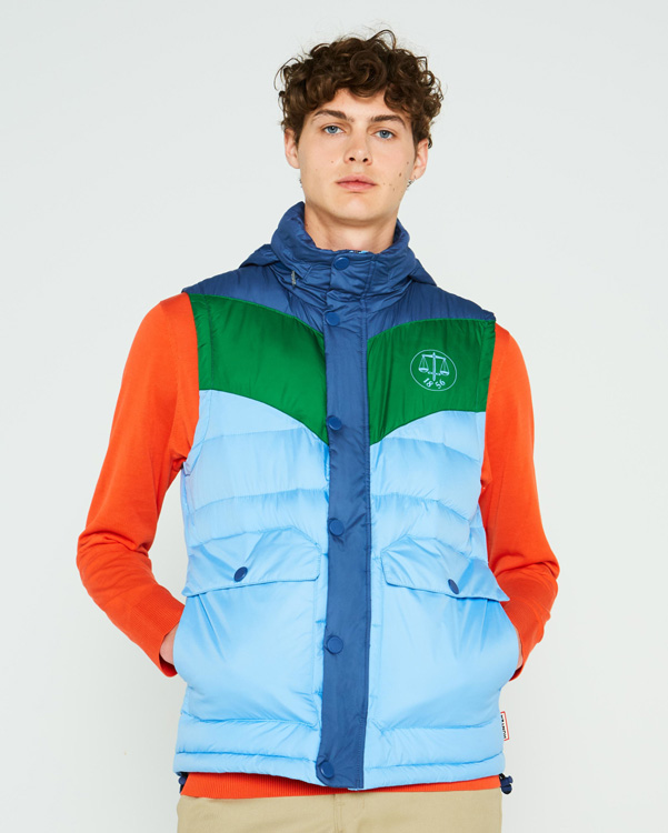  Hunter men's original puffer gilet : peak blue/multi