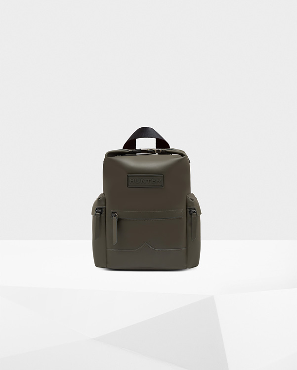  Hunter original mini top clip backpack - rubberised leather : dark olive