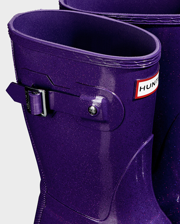  Hunter women's original starcloud short wellington boots : acid purple