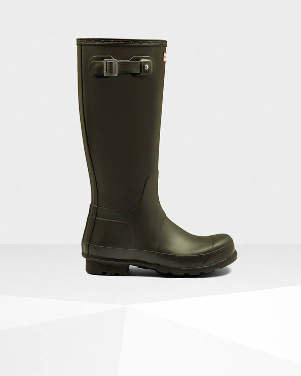  Hunter men's original tall wellington boots : dark olive