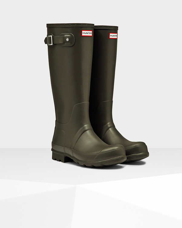  Hunter men's original tall wellington boots : dark olive