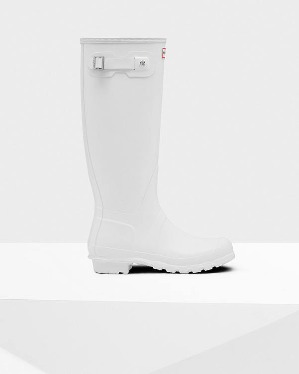  Hunter women's original tall wellington boots : white