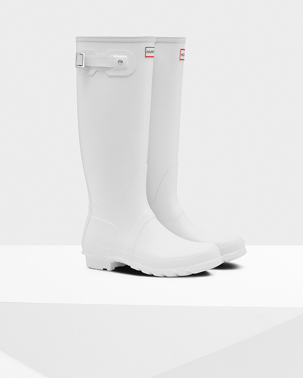  Hunter women's original tall wellington boots : white