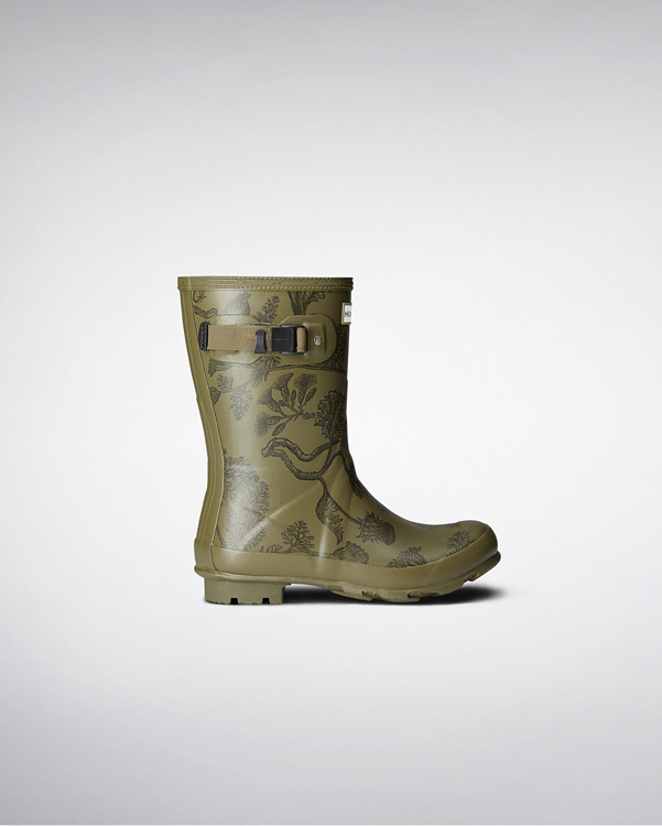  Hunter women's norris field printed wellington boots : moor green