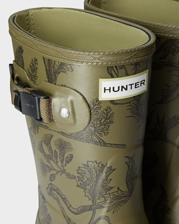  Hunter women's norris field printed wellington boots : moor green