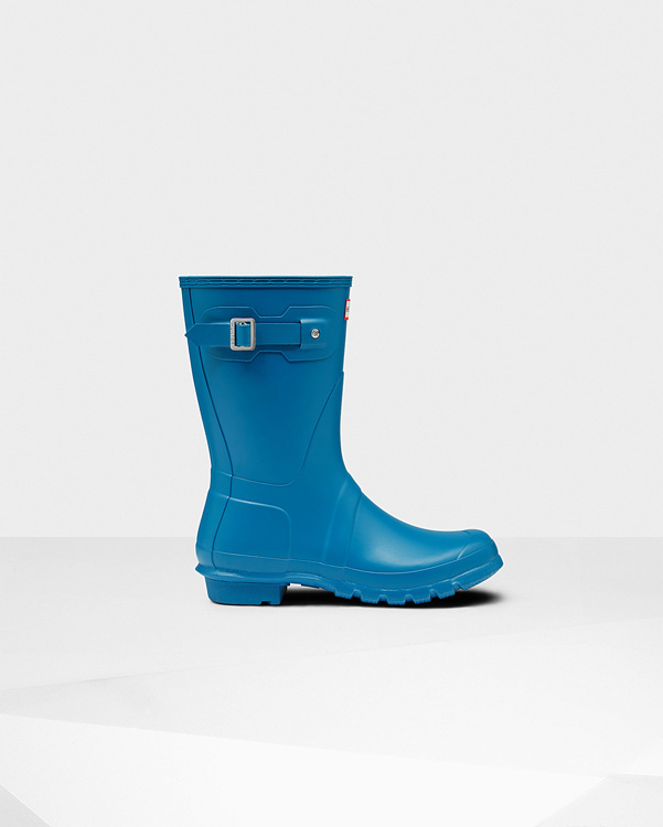  Hunter women's original short wellington boots : ocean blue