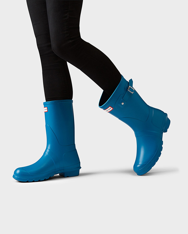  Hunter women's original short wellington boots : ocean blue