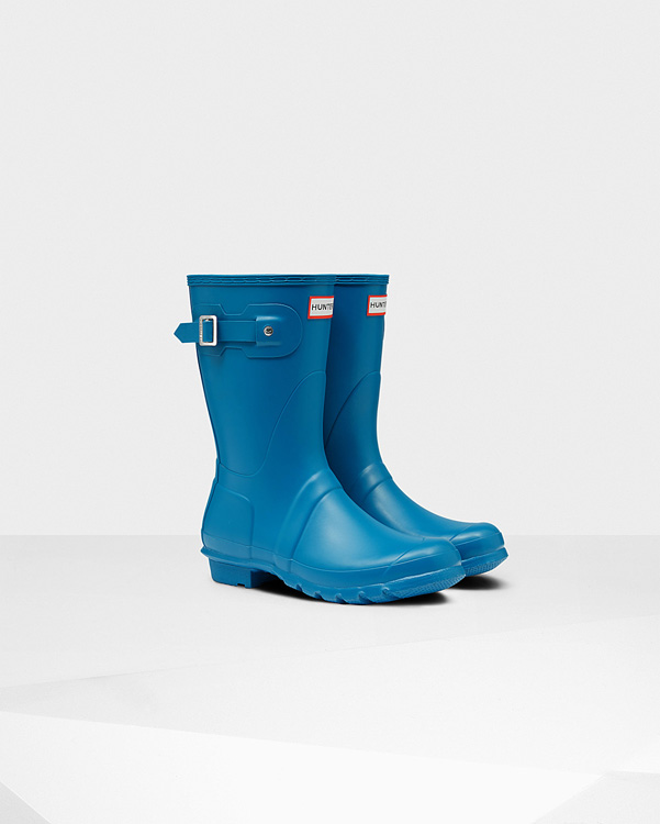  Hunter women's original short wellington boots : ocean blue