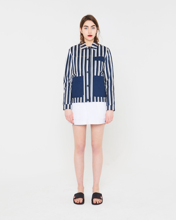  Hunter women's original garden shirt : stripe/dark lake blue