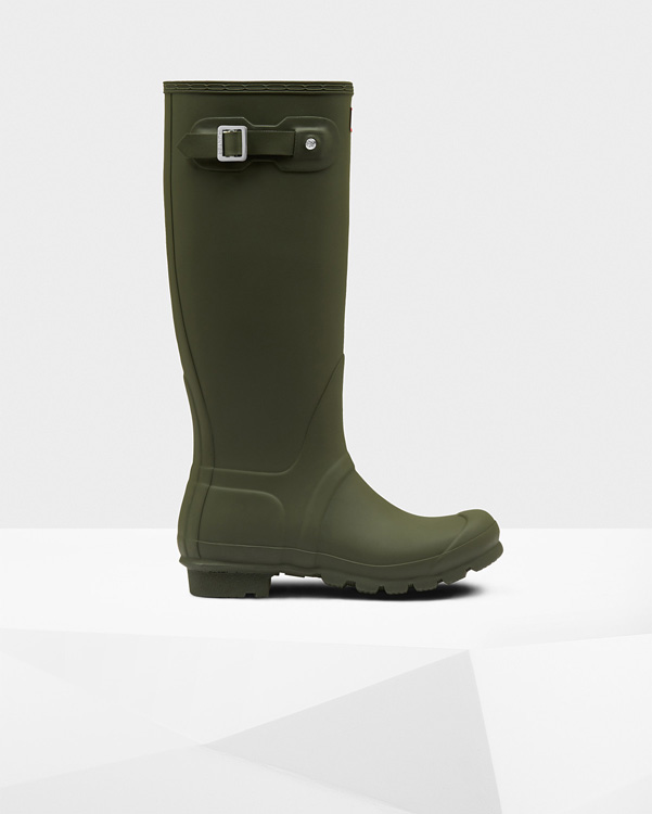  Hunter women's original tall wellington boots : dark olive