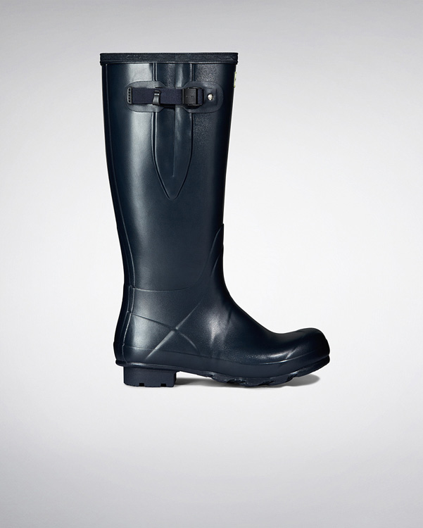  Hunter men's norris field side adjustable wellington boots : navy