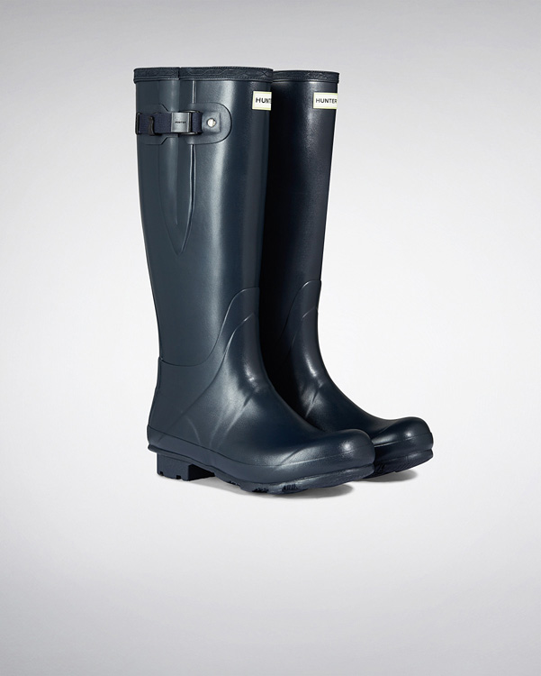  Hunter men's norris field side adjustable wellington boots : navy