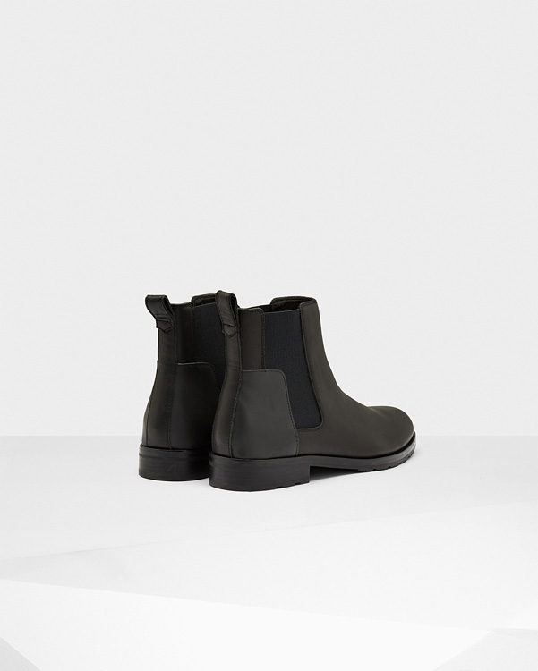  Hunter men's original refined leather chelsea boots : black