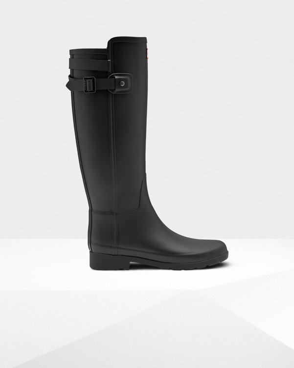  Hunter women's original refined back strap wellington boots : black