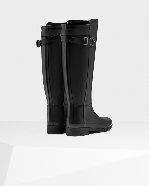  Hunter women's original refined back strap wellington boots : black