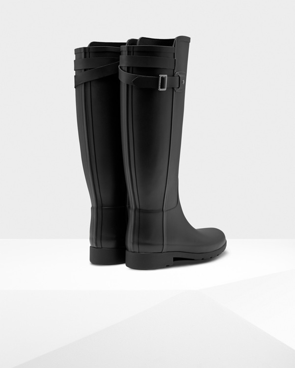  Hunter women's original refined back strap wellington boots : black