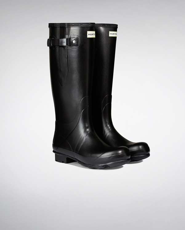  Hunter men's norris field side adjustable neoprene lined wellington boots : black