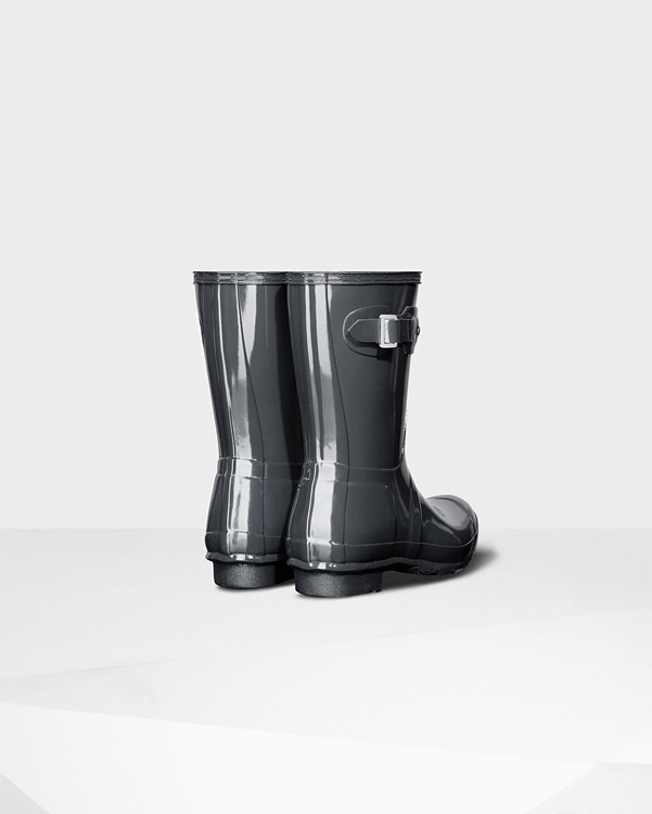  Hunter women's original short gloss wellington boots : dark slate