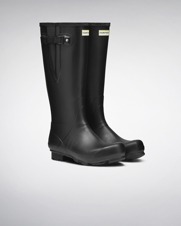  Hunter men's norris field side adjustable wellington boots : black