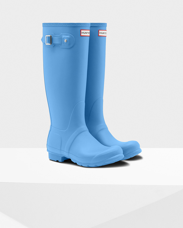  Hunter women's original tall wellington boots : forget me not