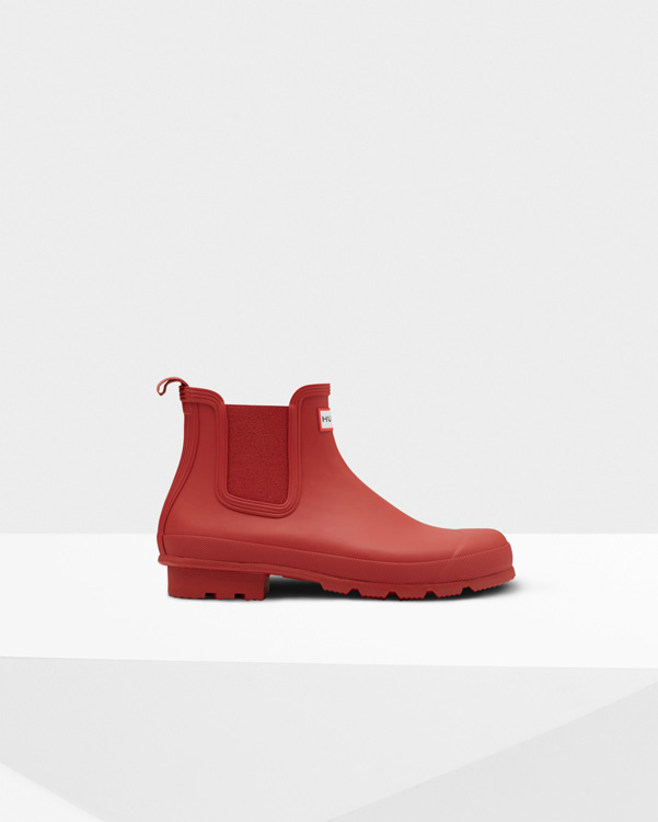  Hunter men's original chelsea boots : military red