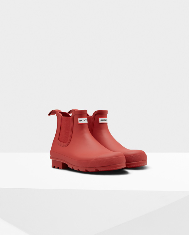  Hunter men's original chelsea boots : military red